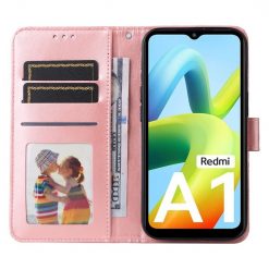 Lacné Kryty | Peňaženkové puzdro Embossing Pattern Slnečnica ružové – Xiaomi Redmi A1 / A2 | Lacné Kryty