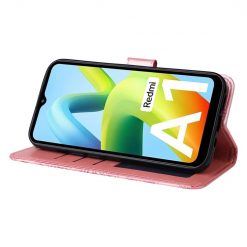 Lacné Kryty | Peňaženkové puzdro Embossing Pattern Slnečnica ružové – Xiaomi Redmi A1 / A2 | Lacné Kryty