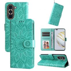 Lacné Kryty | Peňaženkové puzdro Embossing Pattern Slnečnica zelené – Huawei Nova 10 | Lacné Kryty