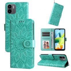 Lacné Kryty | Peňaženkové puzdro Embossing Pattern Slnečnica zelené – Xiaomi Redmi A1 / A2 | Lacné Kryty