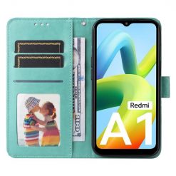 Lacné Kryty | Peňaženkové puzdro Embossing Pattern Slnečnica zelené – Xiaomi Redmi A1 / A2 | Lacné Kryty