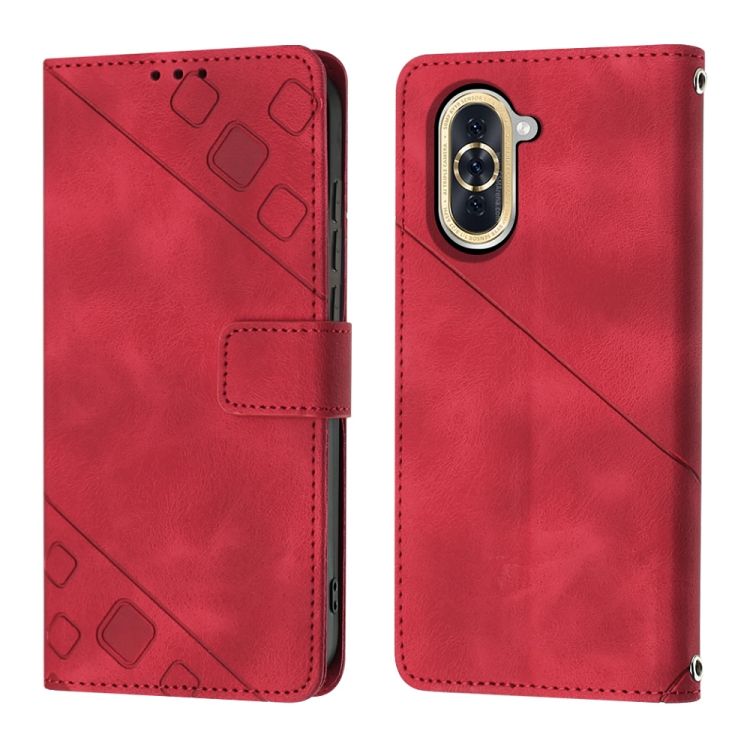 Peňaženkové puzdro Embossing Pattern Square červené – Huawei Nova 10