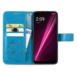 Peňaženkové puzdro Embossing Pattern Štvorlístok modré – T Phone Pro / T Phone Pro (2023) | Lacné Kryty Lacné Kryty | Peňaženkové puzdro Embossing Pattern Štvorlístok modré – T Phone Pro / T Phone Pro (2023) | Lacné Kryty