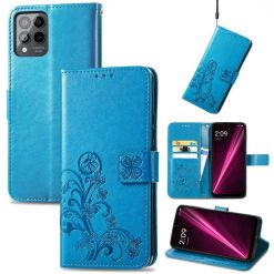 Peňaženkové puzdro Embossing Pattern Štvorlístok modré – T Phone Pro / T Phone Pro (2023) | Lacné Kryty Lacné Kryty | Peňaženkové puzdro Embossing Pattern Štvorlístok modré – T Phone Pro / T Phone Pro (2023) | Lacné Kryty
