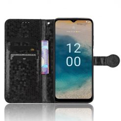 Lacné Kryty | Peňaženkové puzdro Honeycomb Dot Texture Case čierne – Nokia G22 | Lacné Kryty