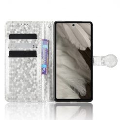 Lacné Kryty | Peňaženkové puzdro Honeycomb Dot Texture Case strieborné – Google Pixel 7a 5G | Lacné Kryty
