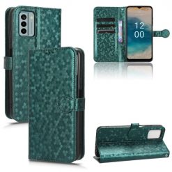 Lacné Kryty | Peňaženkové puzdro Honeycomb Dot Texture Case zelené – Nokia G22 | Lacné Kryty