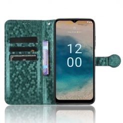 Lacné Kryty | Peňaženkové puzdro Honeycomb Dot Texture Case zelené – Nokia G22 | Lacné Kryty