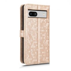 Lacné Kryty | Peňaženkové puzdro Honeycomb Dot Texture Case zlaté – Google Pixel 7a 5G | Lacné Kryty