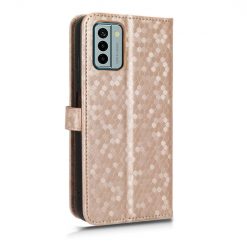 Lacné Kryty | Peňaženkové puzdro Honeycomb Dot Texture Case zlaté – Nokia G22 | Lacné Kryty