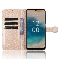 Lacné Kryty | Peňaženkové puzdro Honeycomb Dot Texture Case zlaté – Nokia G22 | Lacné Kryty