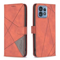 Lacné Kryty | Knižkové puzdro Rhombus hnedé – Motorola Edge 40 Pro | Lacné Kryty