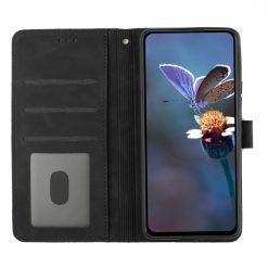 Lacné Kryty | Peňaženkové puzdro Embossing Pattern Kvety čierne – Xiaomi Redmi Note 12S | Lacné Kryty