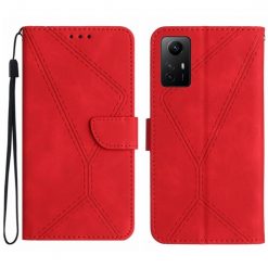 Lacné Kryty | Peňaženkové puzdro Embossing Pattern Stitchy case červené – Xiaomi Redmi Note 12S | Lacné Kryty