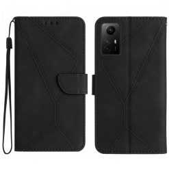 Lacné Kryty | Peňaženkové puzdro Embossing Pattern Stitchy case čierne – Xiaomi Redmi Note 12S | Lacné Kryty
