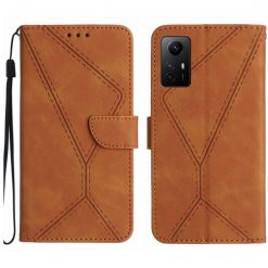 Lacné Kryty | Peňaženkové puzdro Embossing Pattern Stitchy case hnedé – Xiaomi Redmi Note 12S | Lacné Kryty