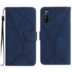 Peňaženkové puzdro Embossing Pattern Stitchy case modré – Sony Xperia 10 V | Lacné Kryty Lacné Kryty | Peňaženkové puzdro Embossing Pattern Stitchy case modré – Sony Xperia 10 V | Lacné Kryty