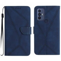 Lacné Kryty | Peňaženkové puzdro Embossing Pattern Stitchy case modré – TCL 305 / 306 / 30 SE / 30E | Lacné Kryty