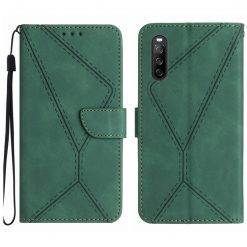 Peňaženkové puzdro Embossing Pattern Stitchy case zelené – Sony Xperia 10 V | Lacné Kryty Lacné Kryty | Peňaženkové puzdro Embossing Pattern Stitchy case zelené – Sony Xperia 10 V | Lacné Kryty