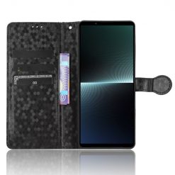Peňaženkové puzdro Honeycomb Dot Texture Case čierne – Sony Xperia 1 V | Lacné Kryty Lacné Kryty | Peňaženkové puzdro Honeycomb Dot Texture Case čierne – Sony Xperia 1 V | Lacné Kryty