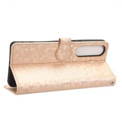 Lacné Kryty | Peňaženkové puzdro Honeycomb Dot Texture Case zlaté – Sony Xperia 1 V | Lacné Kryty