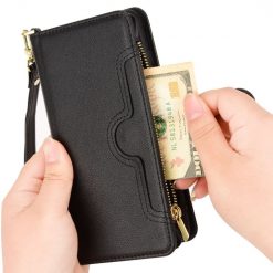 Lacné Kryty | Peňaženkové puzdro Litchi Wallet case čierne – T Phone Pro / T Phone Pro (2023) | Lacné Kryty