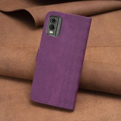 Lacné Kryty | Peňaženkové puzdro Plaid case fialové – Nokia C32 | Lacné Kryty