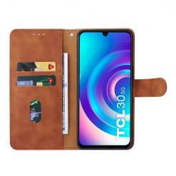 Peňaženkové puzdro Solid hnedé – TCL 30 / 30+ | Lacné Kryty Lacné Kryty | Peňaženkové puzdro Solid hnedé – TCL 30 / 30+ | Lacné Kryty