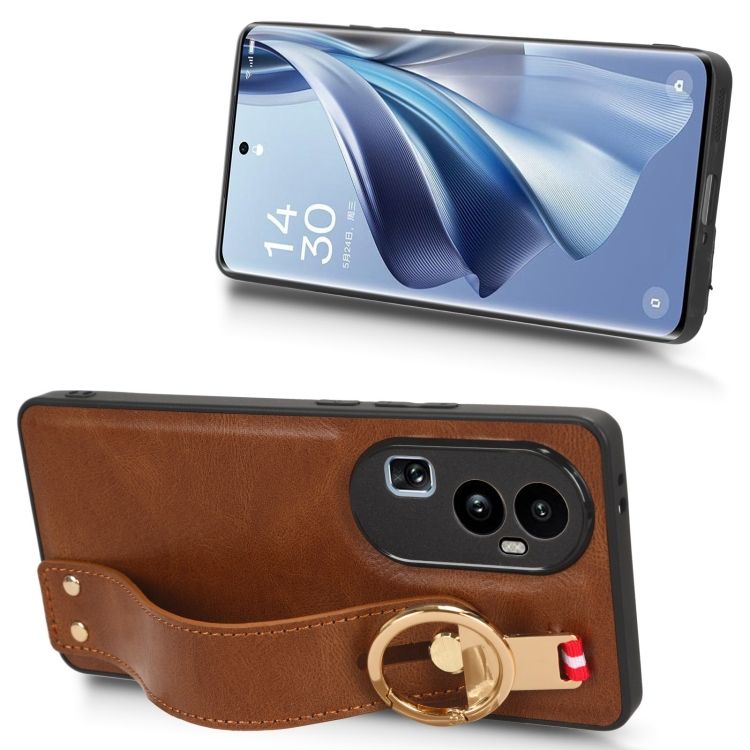Kryt Wristband Case hnedý – Oppo Reno10 5G (Reno 10 5G) | Lacné Kryty Lacné Kryty | Kryt Wristband Case hnedý – Oppo Reno10 5G (Reno 10 5G) | Lacné Kryty
