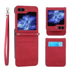 Lacné Kryty | Peňaženkové puzdro Dierfeng Dream červené – Samsung Galaxy Z Flip 5 | Lacné Kryty