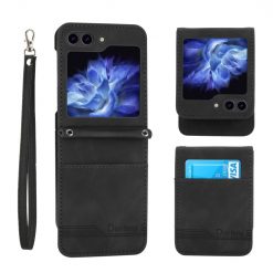 Lacné Kryty | Peňaženkové puzdro Dierfeng Dream čierne – Samsung Galaxy Z Flip 5 | Lacné Kryty