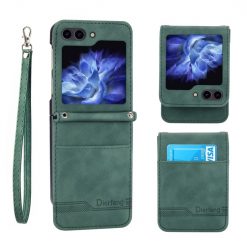 Lacné Kryty | Peňaženkové puzdro Dierfeng Dream zelené – Samsung Galaxy Z Flip 5 | Lacné Kryty