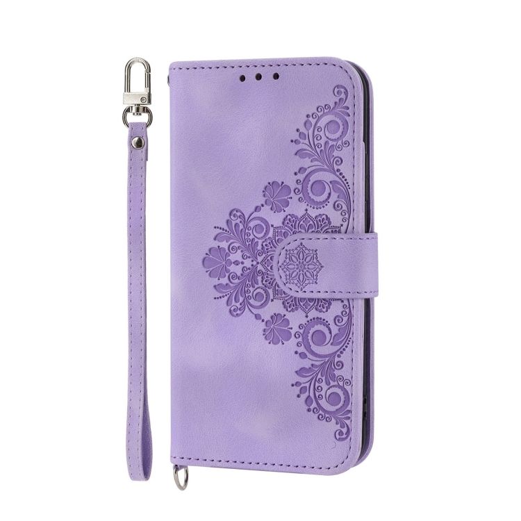 Peňaženkové puzdro Embossing Pattern Flowery Mandala fialové – Honor 90