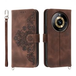 Peňaženkové puzdro Embossing Pattern Flowery Mandala hnedé – Realme 11 Pro / 11 Pro+ | Lacné Kryty Lacné Kryty | Peňaženkové puzdro Embossing Pattern Flowery Mandala hnedé – Realme 11 Pro / 11 Pro+ | Lacné Kryty