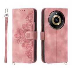 Peňaženkové puzdro Embossing Pattern Flowery Mandala ružové – Realme 11 Pro / 11 Pro+ | Lacné Kryty Lacné Kryty | Peňaženkové puzdro Embossing Pattern Flowery Mandala ružové – Realme 11 Pro / 11 Pro+ | Lacné Kryty
