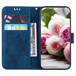 Lacné Kryty | Peňaženkové puzdro Embossing Pattern Kytica modré – Infinix Hot 20i | Lacné Kryty
