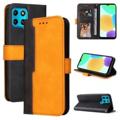 Lacné Kryty | Peňaženkové puzdro Stitching čierno-oranžové – Infinix Smart 6 | Lacné Kryty
