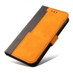 Lacné Kryty | Peňaženkové puzdro Stitching čierno-oranžové – Infinix Smart 6 | Lacné Kryty