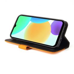 Lacné Kryty | Peňaženkové puzdro Stitching čierno-oranžové – Infinix Smart 6 | Lacné Kryty