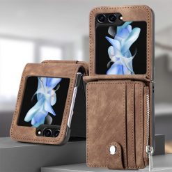 Peňaženkové puzdro Zipper Wallet hnedé – Samsung Galaxy Z Flip 5 | Lacné Kryty Lacné Kryty | Peňaženkové puzdro Zipper Wallet hnedé – Samsung Galaxy Z Flip 5 | Lacné Kryty