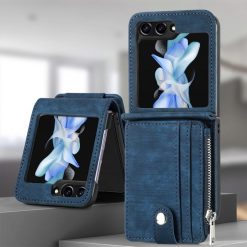 Lacné Kryty | Peňaženkové puzdro Zipper Wallet modré – Samsung Galaxy Z Flip 5 | Lacné Kryty