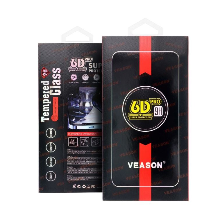 E-shop Tvrdené sklo celopovrchové 6D Pro Veason Glass čierne – iPhone XR / 11