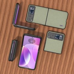 Lacné Kryty | Kryt Abeel Carbon Fiber zelený – Motorola Razr 40 | Lacné Kryty