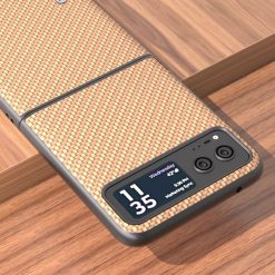 Lacné Kryty | Kryt Abeel Carbon Fiber zlatý – Motorola Razr 40 | Lacné Kryty