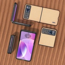 Lacné Kryty | Kryt Abeel Carbon Fiber zlatý – Motorola Razr 40 | Lacné Kryty