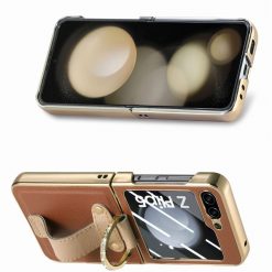 Lacné Kryty | Kryt Bril case hnedý s ochranou na vonkajší displej – Samsung Galaxy Z Flip 5 | Lacné Kryty