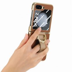 Lacné Kryty | Kryt Bril case hnedý s ochranou na vonkajší displej – Samsung Galaxy Z Flip 5 | Lacné Kryty