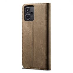 Peňaženkové puzdro Denim Texture bledohnedé – Xiaomi Poco F5 | Lacné Kryty Lacné Kryty | Peňaženkové puzdro Denim Texture bledohnedé – Xiaomi Poco F5 | Lacné Kryty