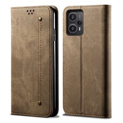 Peňaženkové puzdro Denim Texture bledohnedé – Xiaomi Poco F5 | Lacné Kryty Lacné Kryty | Peňaženkové puzdro Denim Texture bledohnedé – Xiaomi Poco F5 | Lacné Kryty