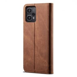 Lacné Kryty | Peňaženkové puzdro Denim Texture hnedé – Xiaomi Poco F5 | Lacné Kryty